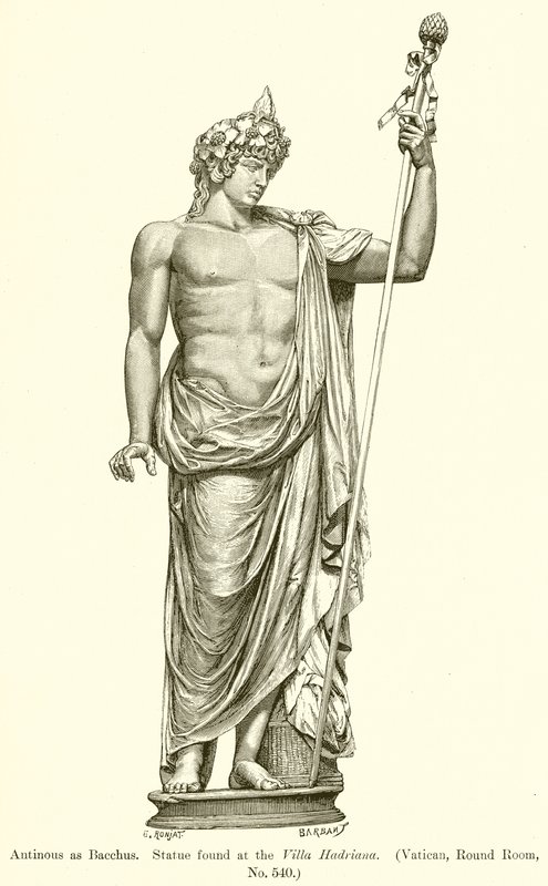 Antinous als Bacchus. Beeld gevonden in de Villa Hadriana. (Vaticaan, ronde zaal, nr. 540) door English School