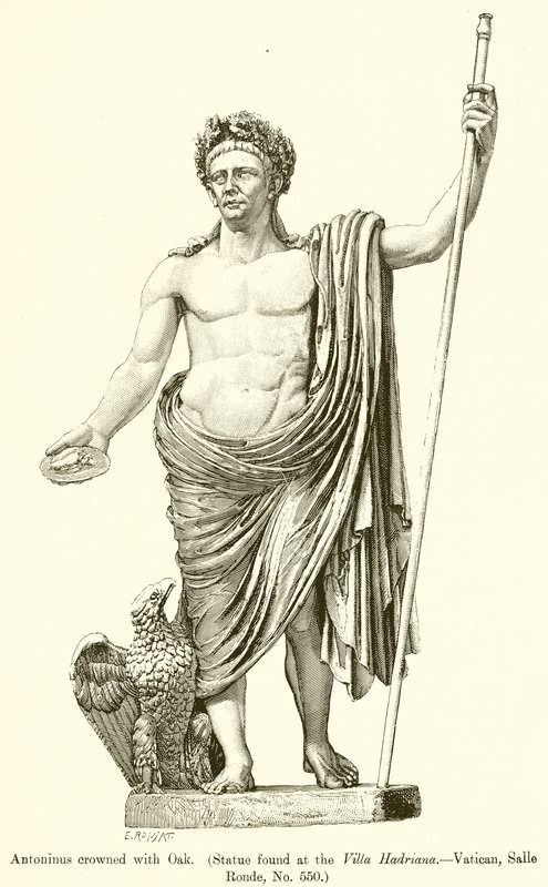 Antoninus gekroond met eik. (Beeld gevonden in de Villa Hadriana.--Vaticaan, Salle Ronde, nr. 550) door English School
