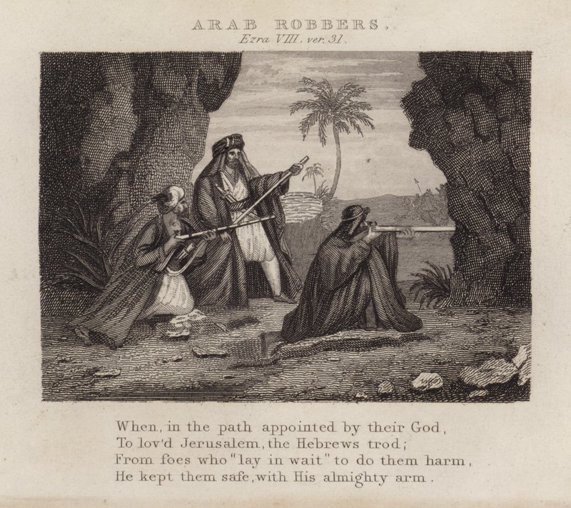 Arabische rovers, Ezra VIII, vers 31 door English School