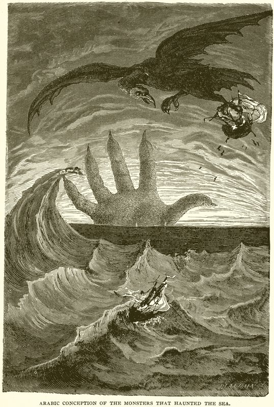 Arabische voorstelling van de monsters die de zee bejagen door English School