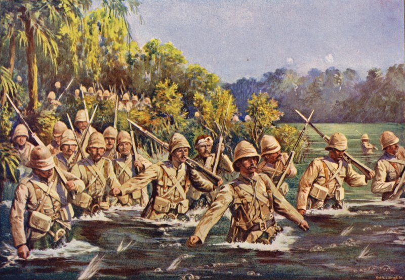 Argyll en Sutherland Highlanders steken de Modderrivier over door English School