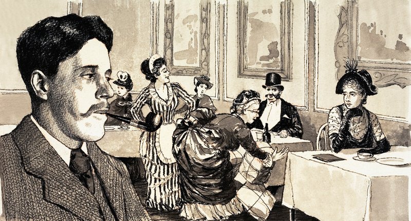Arnold Bennett werd geïnspireerd om Het Verhaal van de Oude Vrouwen te schrijven toen hij een grote dame in een restaurant observeerde door English School
