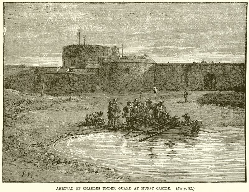 Aankomst van Karel onder Bewaking bij Hurst Castle door English School