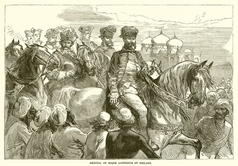 Aankomst van majoor Lawrence in Coilady (1753) door English School