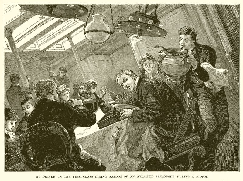 Aan het Diner in de Eerste Klas Eetzaal van een Atlantische Stoomschip tijdens een Storm door English School