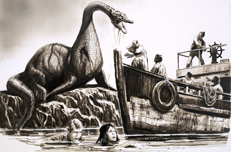 Aanval door prehistorische reptiel door English School