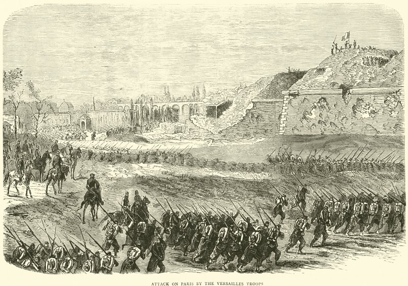 Aanval op Parijs door de troepen van Versailles, maart 1871 door English School