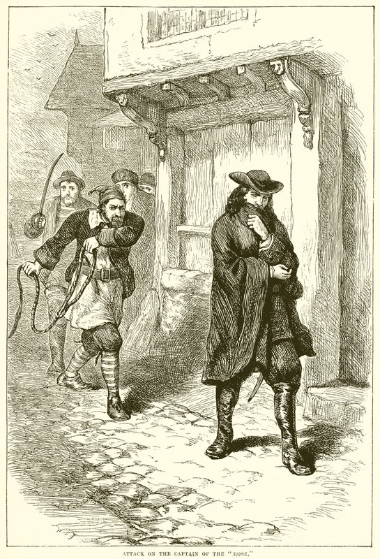 Aanval op de kapitein van de Rose door English School