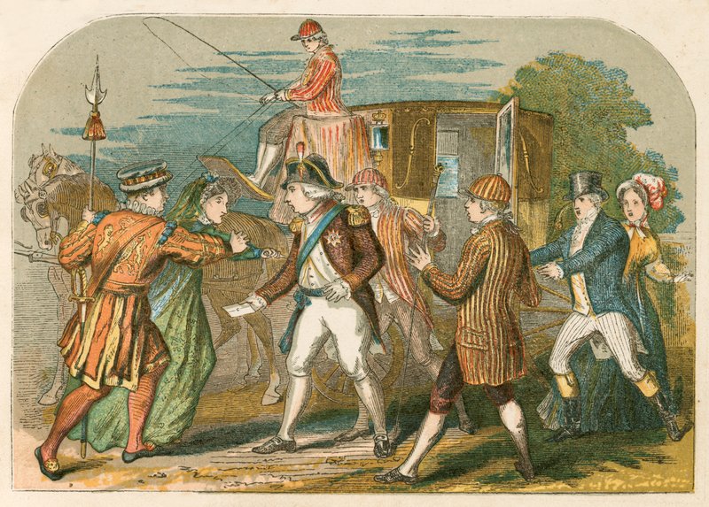 Poging tot moord op George III door Margaret Nicholson door English School
