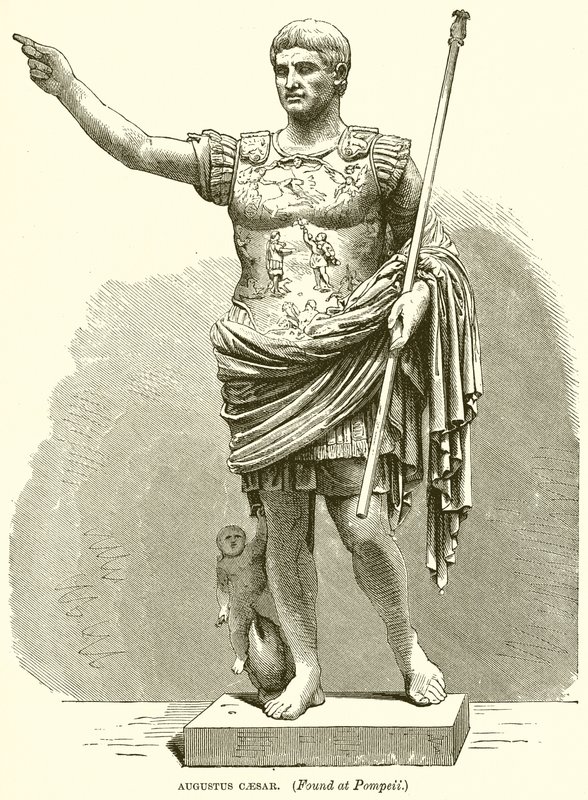 Augustus Caesar. (Gevonden in Pompeii) door English School