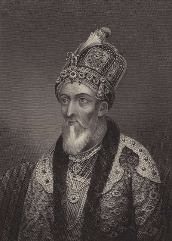 Bahadur Shah II, laatste Mughal-keizer (gravure) door English School