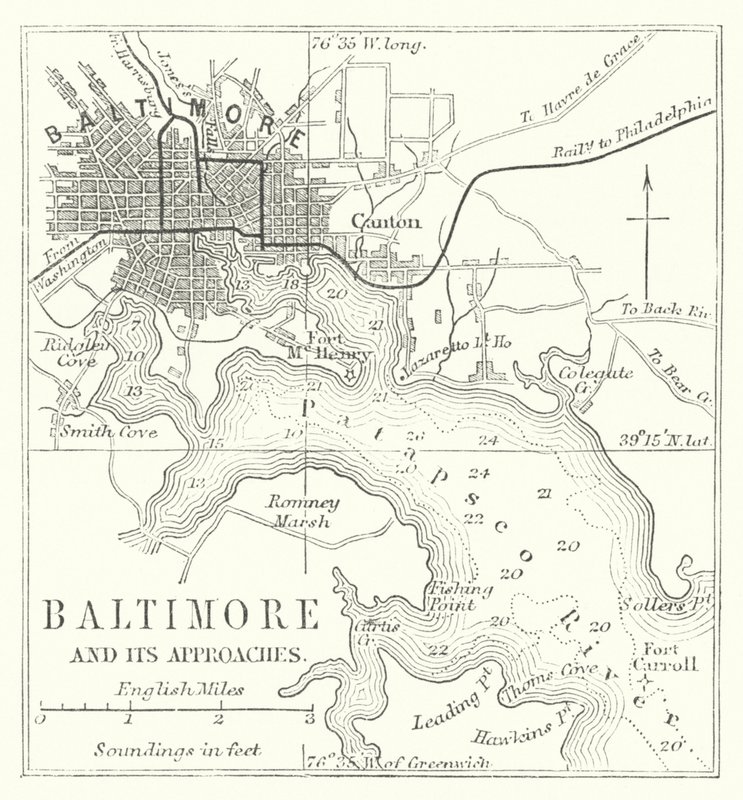 Baltimore en zijn omgeving (gravure) door English School