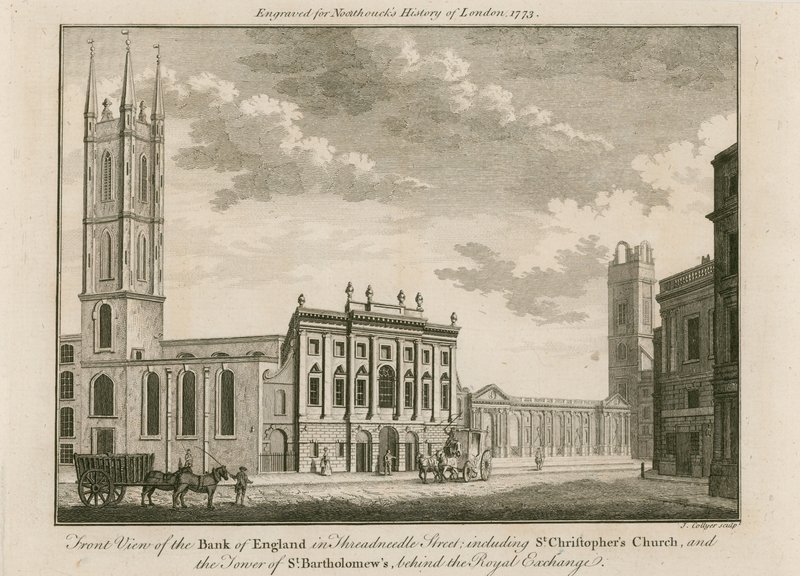 Bank of England, Oostelijke Vleugel toegevoegd door Sir Robert Taylor, 1765 door English School