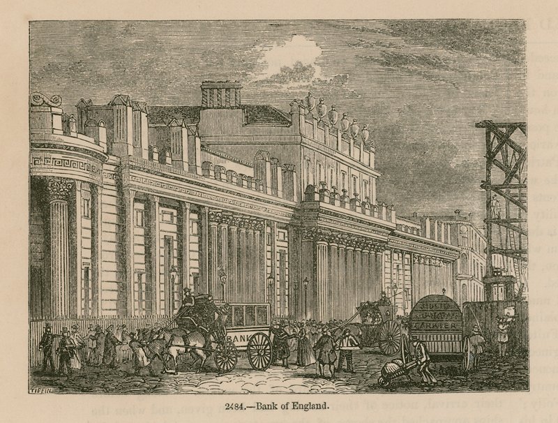 Bank of England, Zuidelijke Voorzijde van Sir John Soane, 1823 door English School