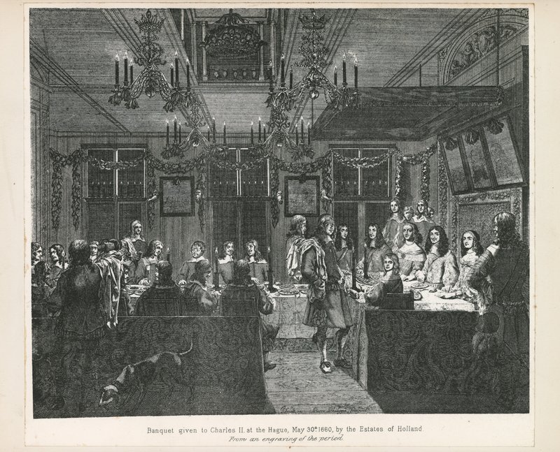 Banket aangeboden aan koning Karel II, 30 mei 1660, door de Staten van Holland door English School