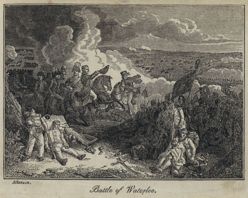 Slag bij Waterloo (gravure) door English School