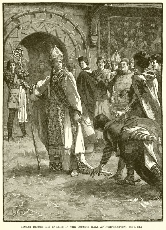 Becket voor zijn vijanden in de raadszaal in Northampton door English School