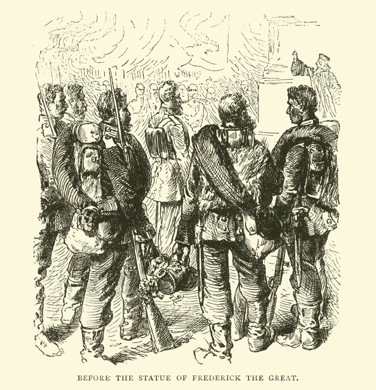 Voor het standbeeld van Frederik de Grote, mei 1871 door English School