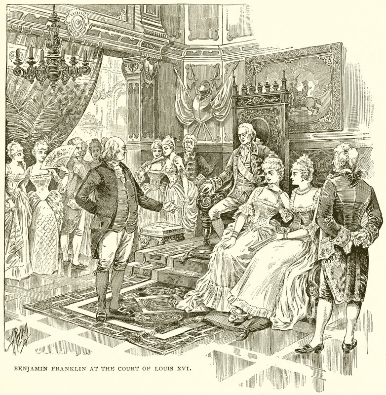 Benjamin Franklin aan het hof van Lodewijk XVI door English School