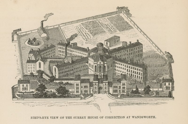 Vogelvlucht van het Surrey House of Correction door English School