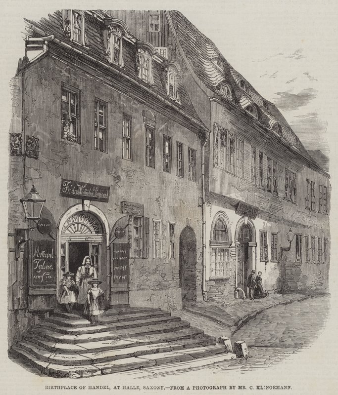Geboorteplaats van Händel, in Halle, Saksen (gravure) door English School