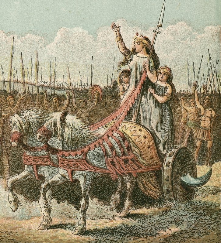Boadicea en haar leger door English School