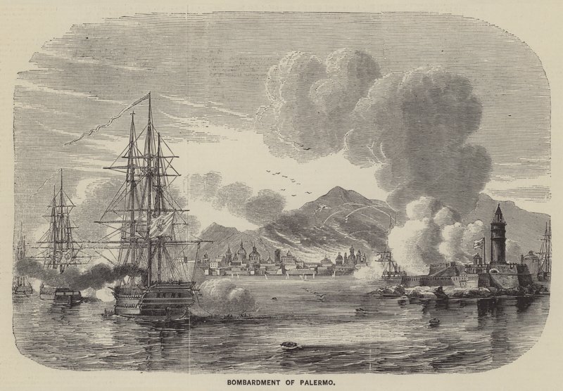 Bombardement op Palermo (gravure) door English School