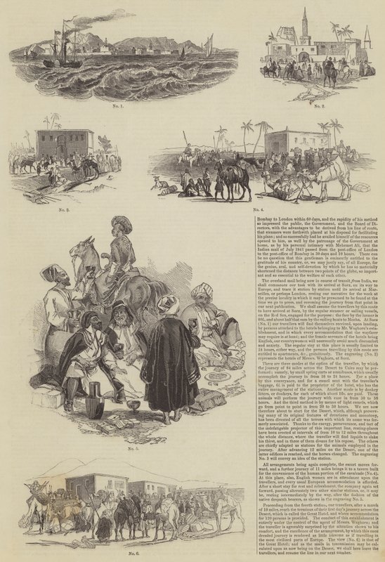 Bombay naar Londen binnen 60 Dagen (gravure) door English School