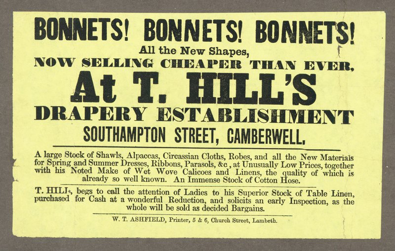 Hoeden! Hoeden! Hoeden! bij T Hills, Southampton Street, Camberwell, Londen door English School