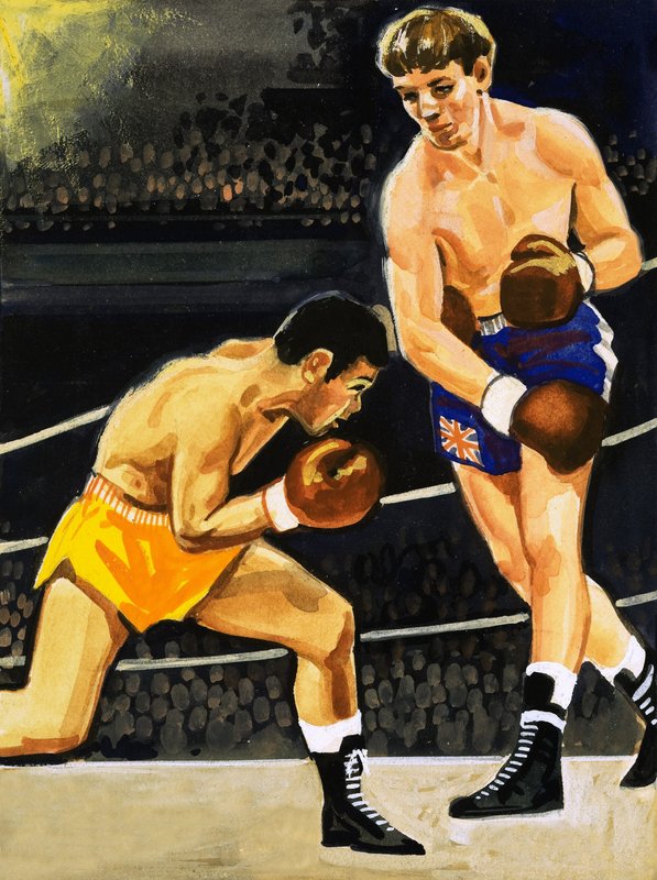 Boksen: Alan Rudkin vs. Musahiko Harada in 1965 door English School