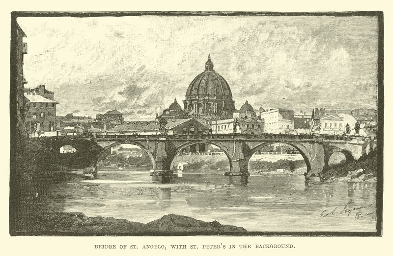 De Brug van Sint Angelo, met Sint-Pieter op de achtergrond door English School