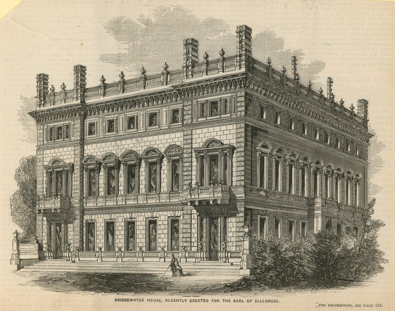 Bridgewater House, onlangs gebouwd voor de Earl of Ellesmere door English School
