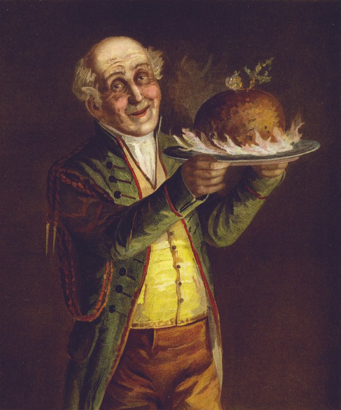 Het binnenbrengen van de kerstpudding door English School