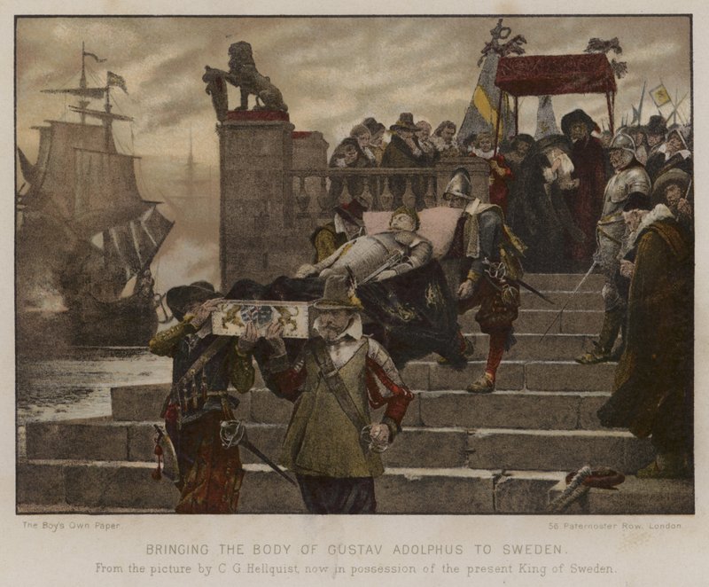 Het lichaam van Gustav Adolphus naar Zweden brengen, 1632 door English School