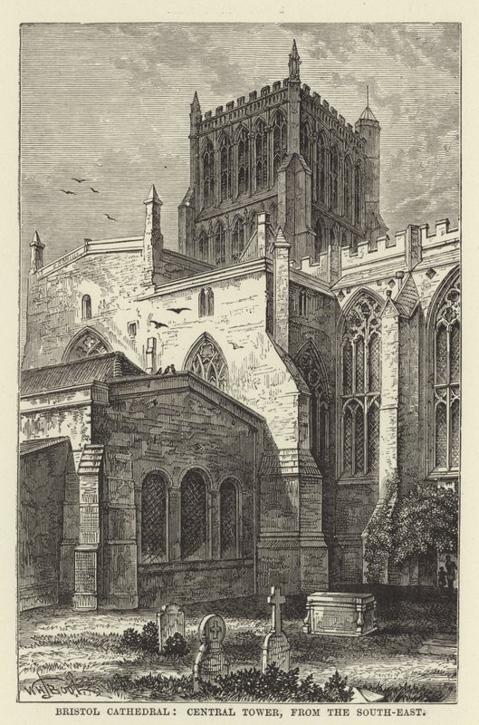 Bristol Kathedraal, centrale toren, vanuit het zuidoosten door English School