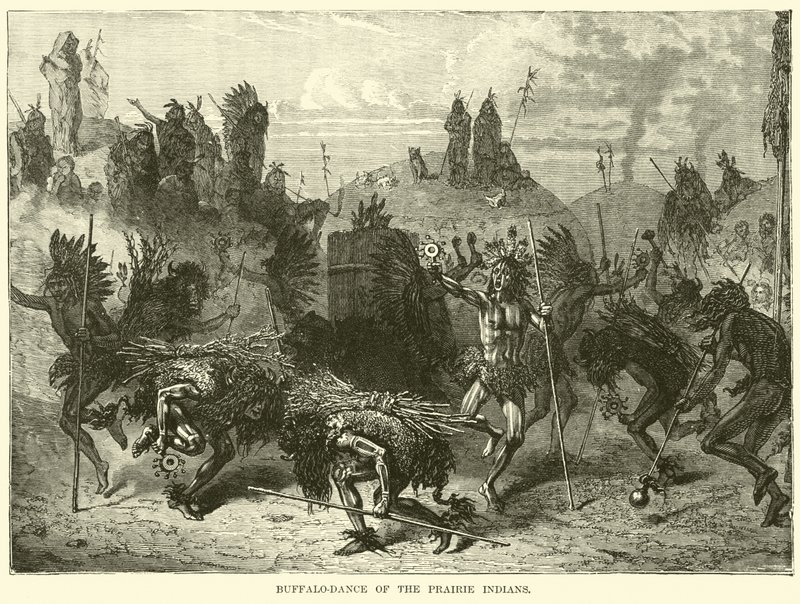 Buffeldans van de prairie-indianen door English School