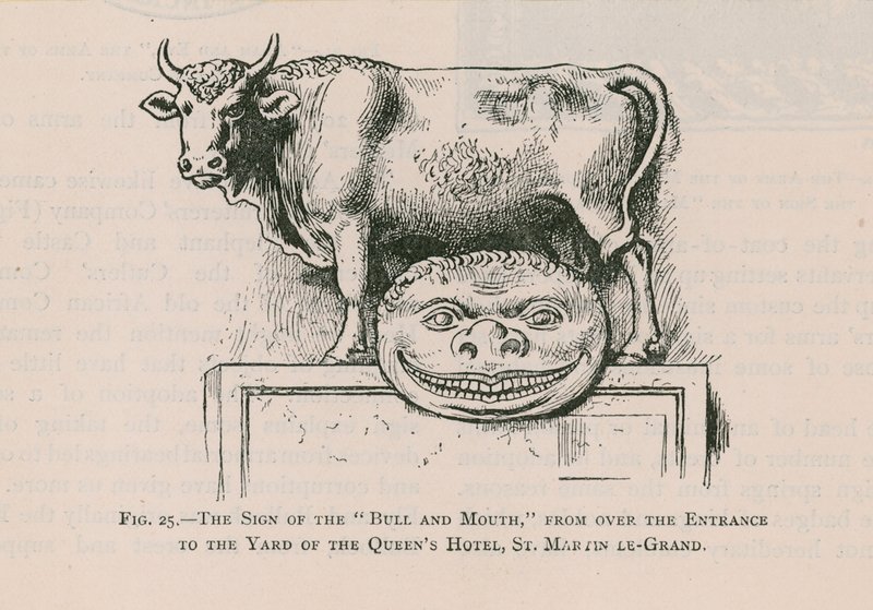 Bull and Mouth, Queens Hotel, St Martin Le Grand door English School