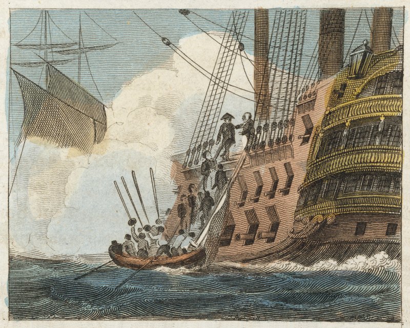 Buonaparte geeft zich over aan de Engelsen door English School