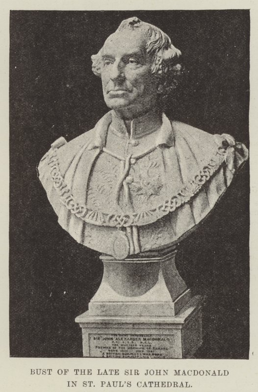 Buste van wijlen Sir John Macdonald in de St Paul