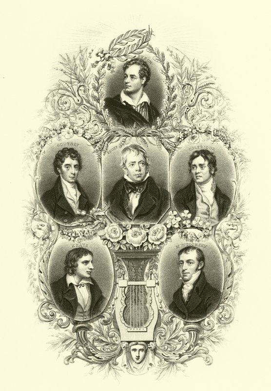 Byron, Southey, Scott, Coleridge, Keats, Montgomery door English School