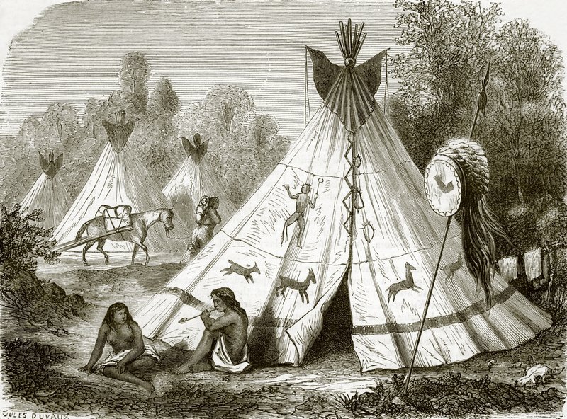 Kamp van Comanche Indianen door English School