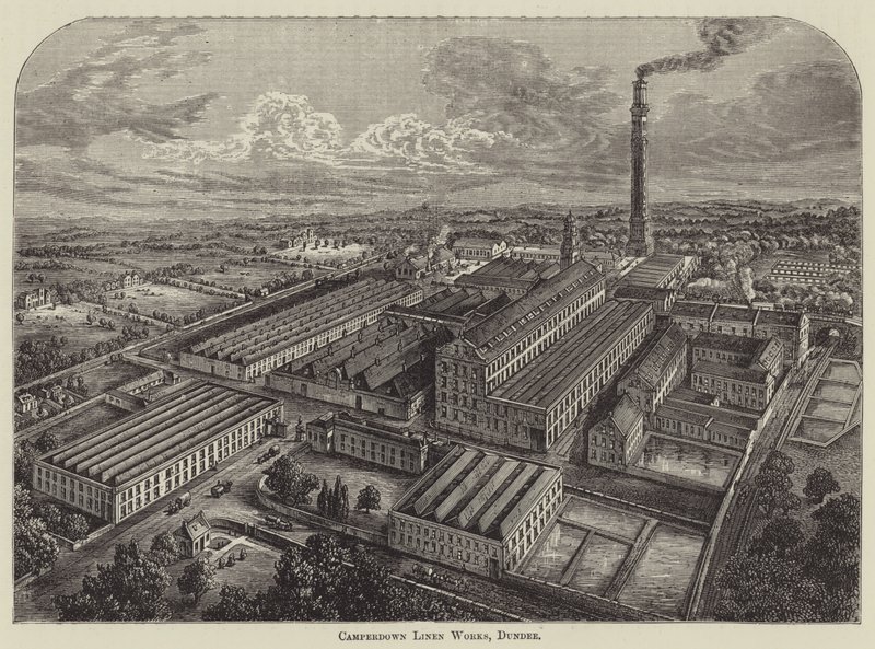 Camperdown Linen Works, Dundee (gravure) door English School