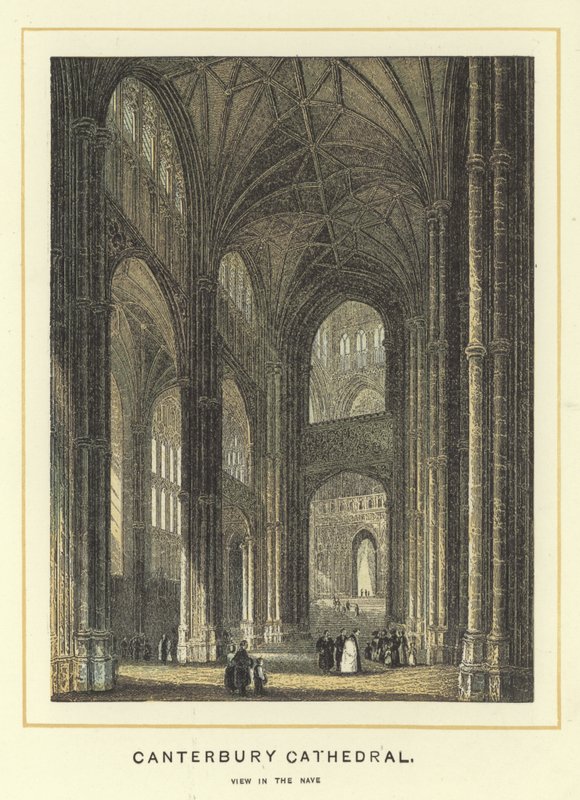 Kathedraal van Canterbury, aanzicht in het schip door English School