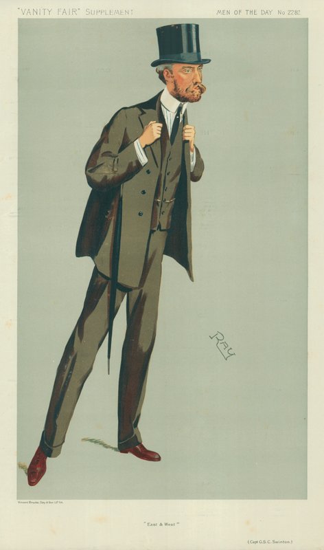 Kapitein G S C Swinton, Oost en West, 24 juli 1912, Vanity Fair cartoon door English School
