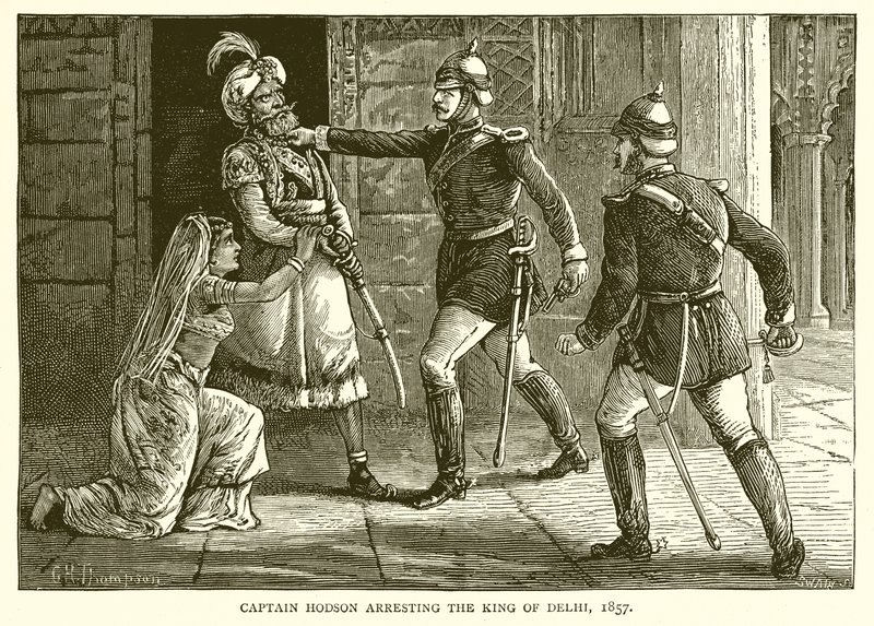 Kapitein Hodson arresteert de Koning van Delhi, 1857 door English School