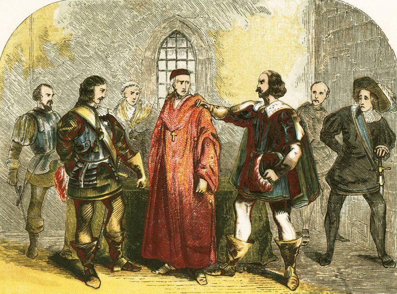 Kardinaal Wolsey gearresteerd voor hoogverraad door English School