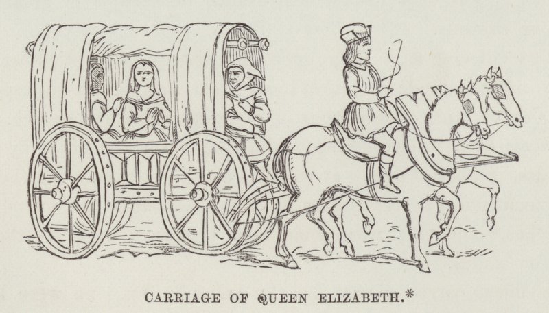 Koets van Koningin Elizabeth (gravure) door English School
