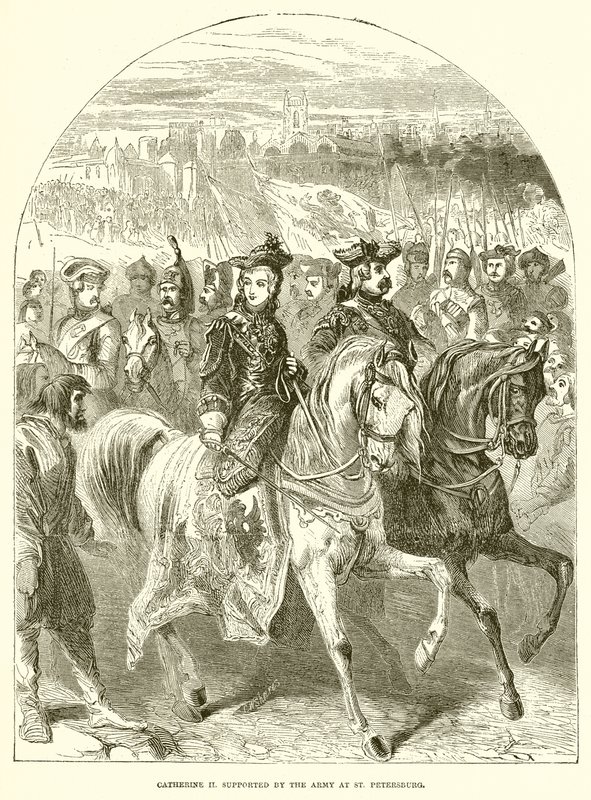 Catharina II gesteund door het leger in Sint-Petersburg door English School