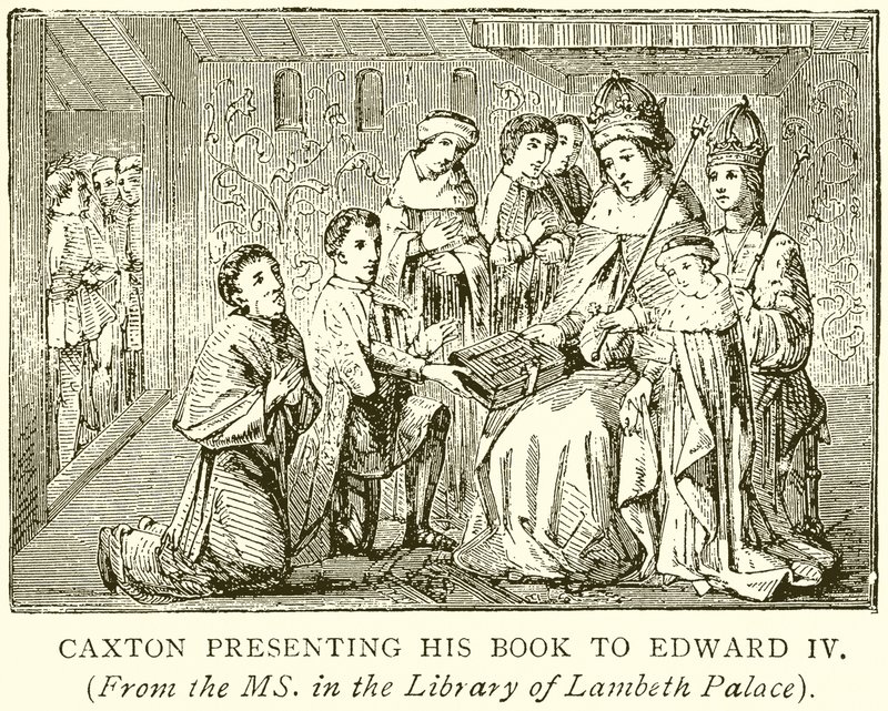 Caxton die zijn Boek aan Edward IV presenteert door English School