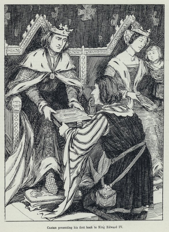 Caxton presenteert zijn eerste boek aan koning Edward IV door English School